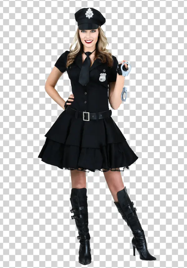 Woman Police Officer Costume PNG with Handcuffs