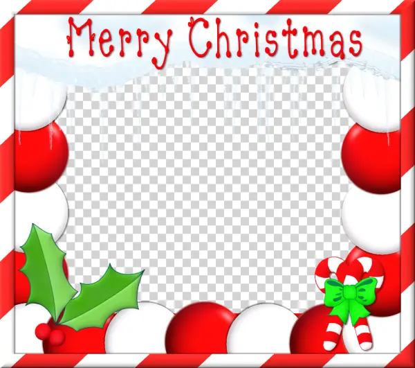 Merry Christmas Candy Cane Frame PNG Transparent Background