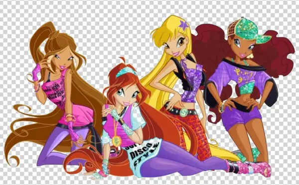 Winx Club Disco Style Characters PNG Transparent Background