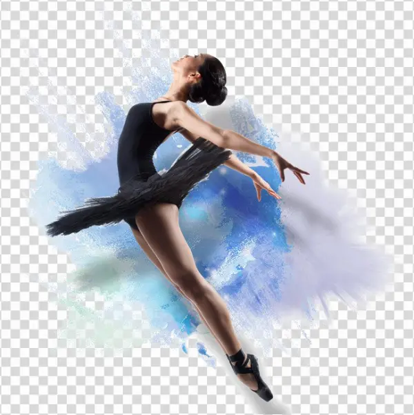 Graceful Ballerina in Black Tutu PNG