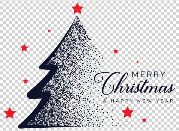 Merry Christmas & Happy New Year Stylized Tree PNG