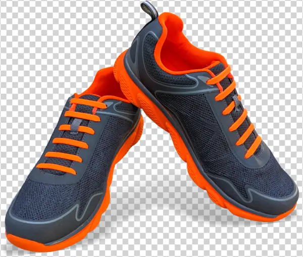 Charcoal and Orange Athletic Shoes PNG Transparent Background