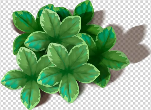 Stylized Green Plant Leaves PNG Transparent