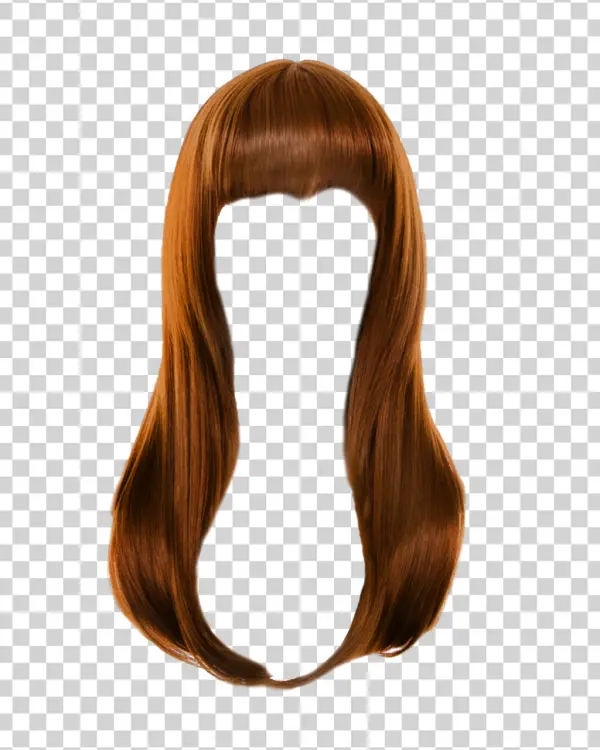 Brown Hair with Bangs PNG Transparent Background