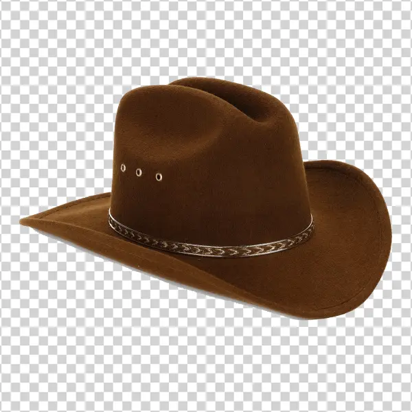 Brown Cowboy Hat with Silver Band PNG Transparent Background
