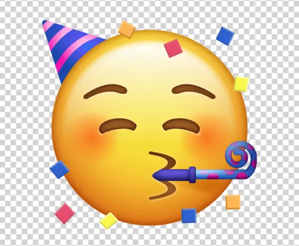 Party Blower Emoji with Confetti PNG Transparent Background