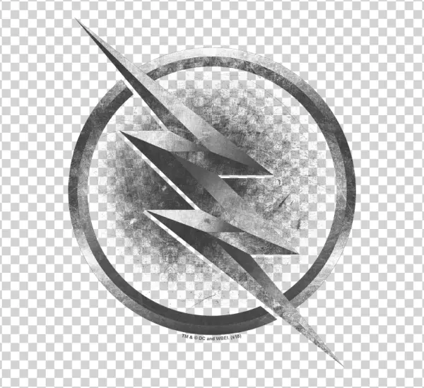 Distressed Grayscale Flash Logo PNG