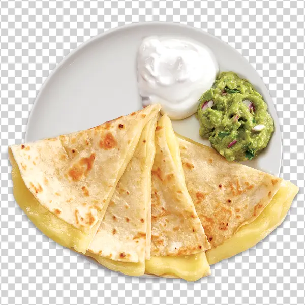 Cheese Quesadilla with Guacamole and Sour Cream PNG