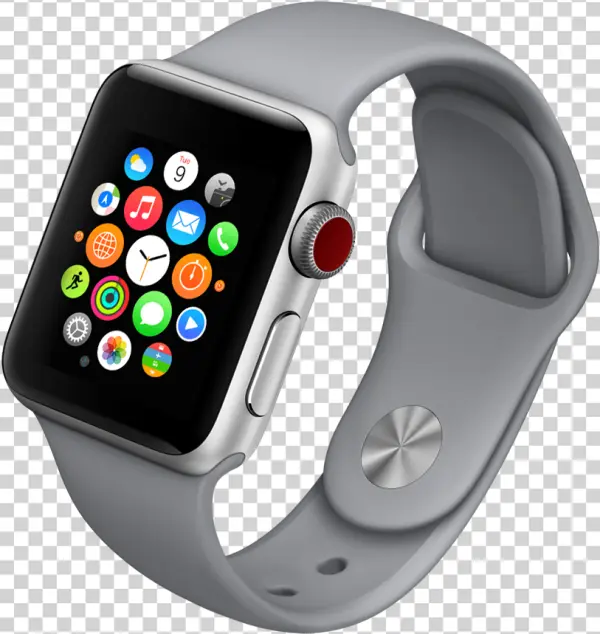 Apple Watch Series 3 Silver Case Gray Band PNG Transparent