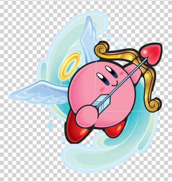 Kirby Cupid Angel with Heart Bow and Arrow PNG