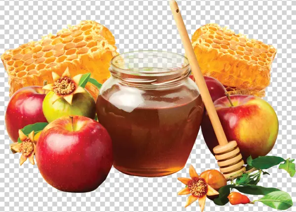 Rosh Hashanah Honey Apples Pomegranates PNG