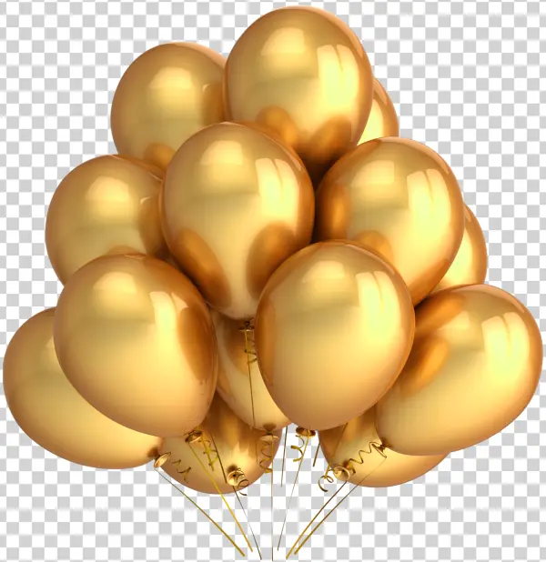 Golden Party Balloons PNG Transparent