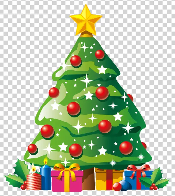 Christmas Tree with Gifts and Candles PNG