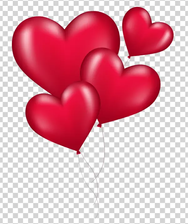 Red Heart Balloons PNG Transparent Background