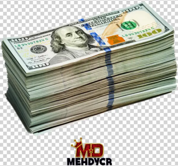 Stack of 100 Dollar Bills PNG Transparent Background