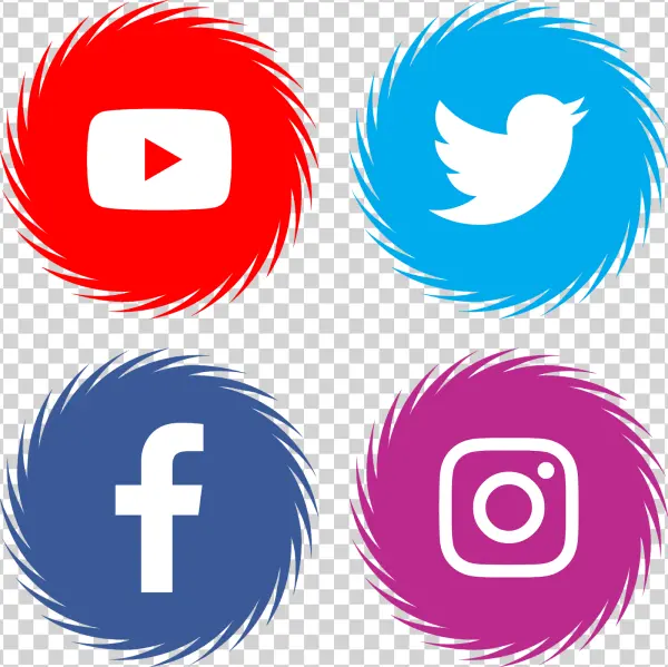 Stylized Social Media Icons with Swirls PNG