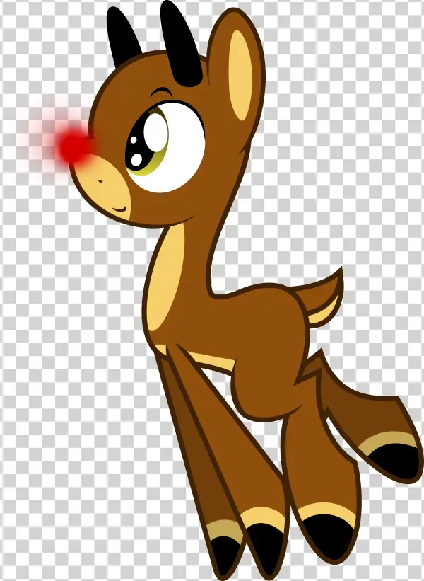 Cartoon Reindeer with Red Nose PNG Transparent Background