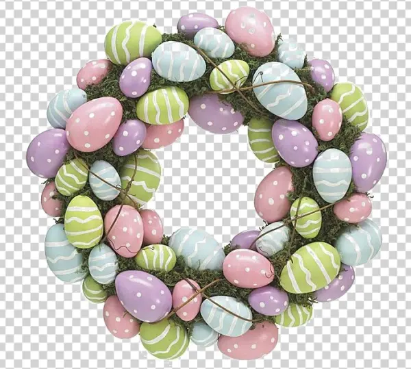 Pastel Easter Egg Wreath PNG Transparent Background