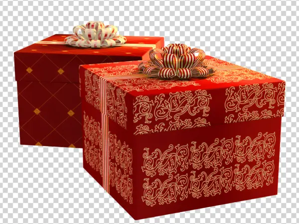 Elegant Red and Gold Gift Boxes PNG Transparent Background