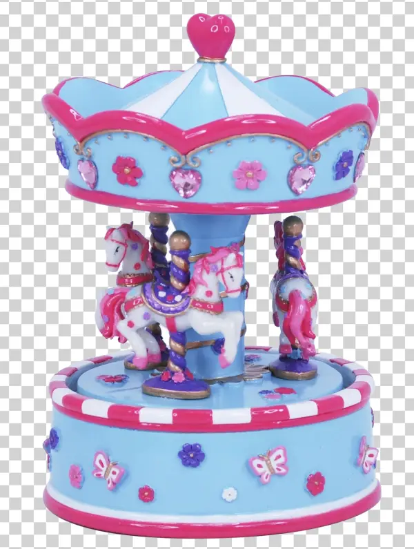 Pink and Blue Carousel Music Box PNG