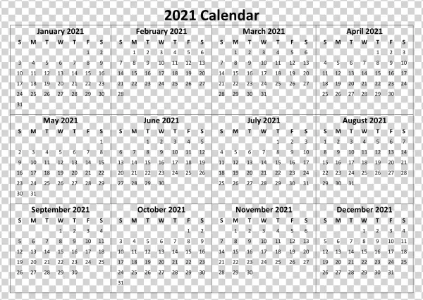 2021 Calendar PNG Transparent Background