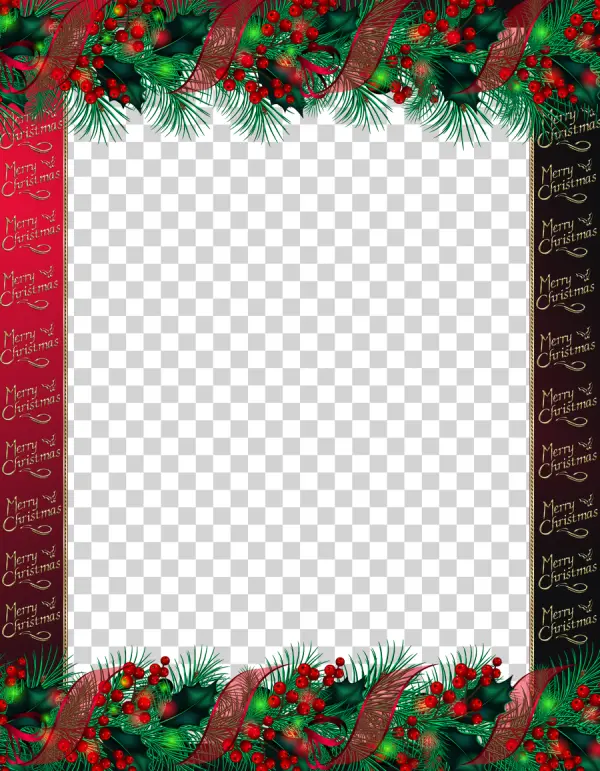 Merry Christmas Garland Frame PNG Transparent
