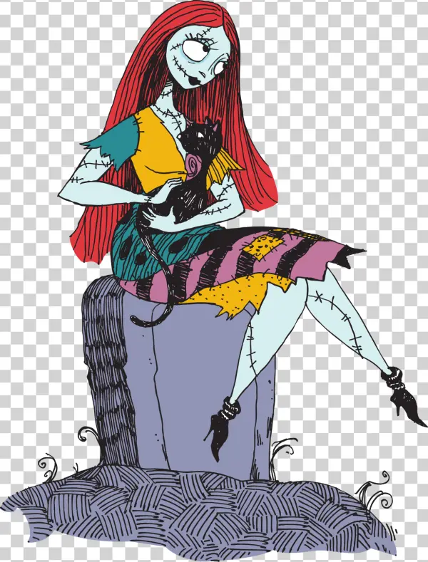 Sally Nightmare Before Christmas with Cat PNG