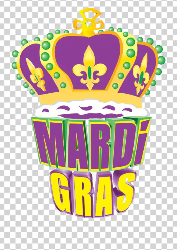 Mardi Gras Crown with Text PNG