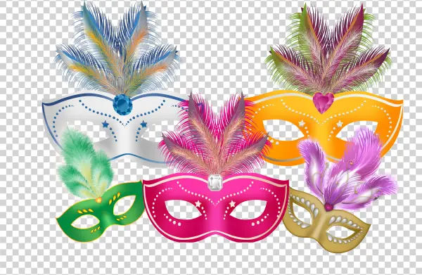 Colorful Carnival Masquerade Masks PNG Transparent