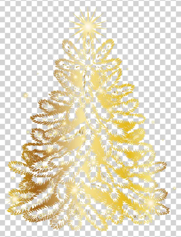 Golden Christmas Tree with Star PNG