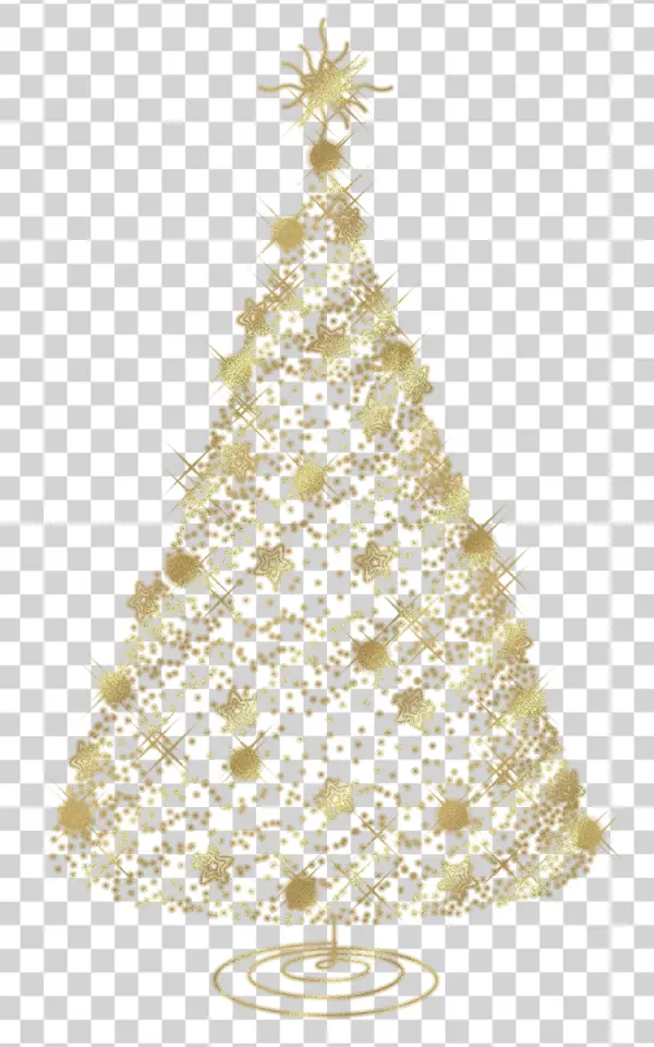Golden Glitter Christmas Tree PNG