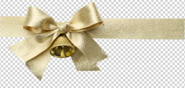 Golden Gift Bow with Bell PNG Transparent Background