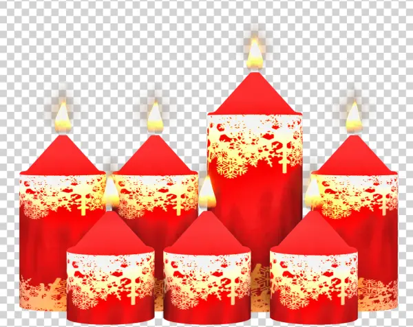 Christmas Candles with Snowflakes PNG Transparent Background
