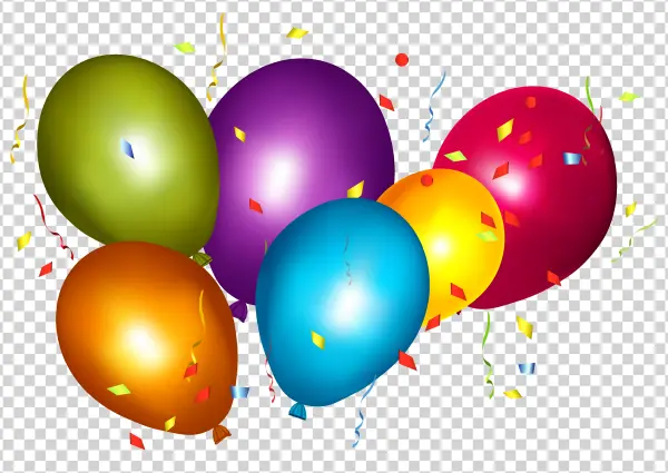 Colorful Party Balloons with Confetti PNG Transparent Background