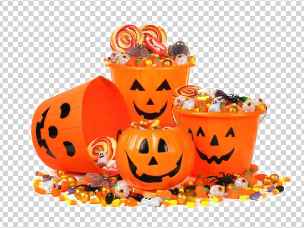 Halloween Candy and Trick-or-Treat Buckets PNG