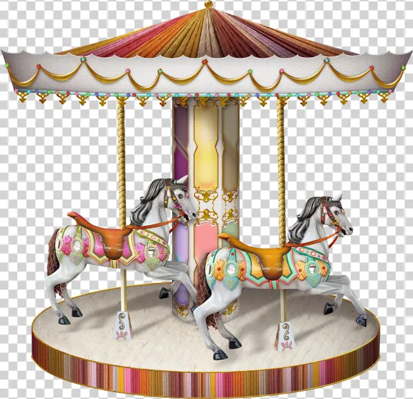 Vintage Carousel with Horses PNG Transparent Background