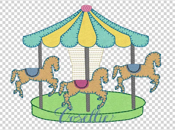 Stitched Fabric Carousel PNG Transparent Background