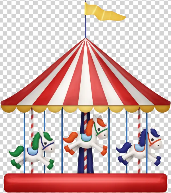 Whimsical Carousel with Horses PNG Transparent Background