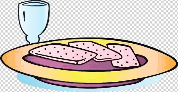 Cartoon Plate of Food with Drink PNG