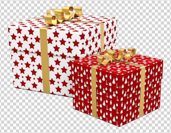 Christmas Gift Boxes with Gold Ribbons PNG