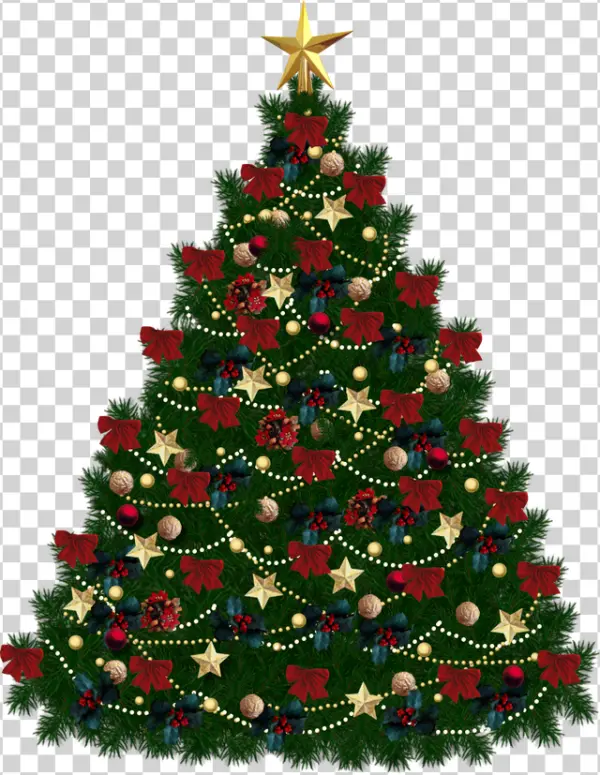 Decorated Christmas Tree PNG with Transparent Background