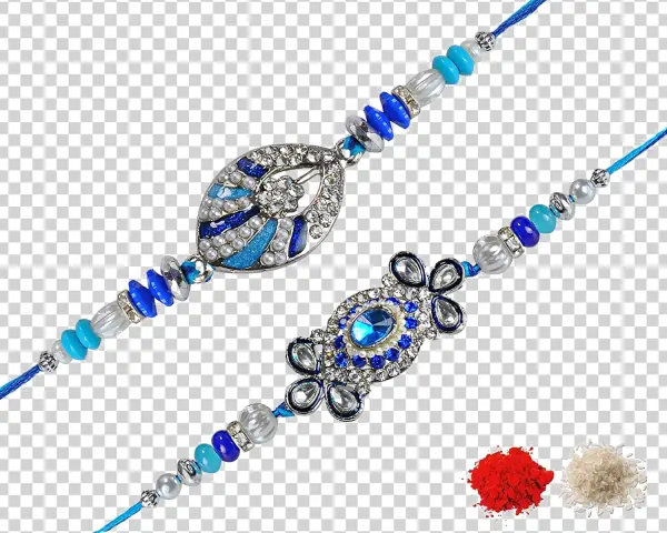 Festive Rakhi Bracelets with Kumkum and Chawal PNG Transparent Background