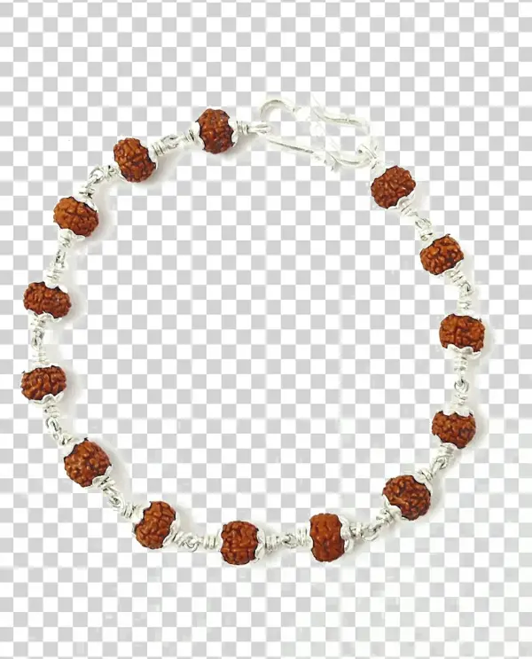 Rudraksha Bracelet with Silver Wire PNG Transparent