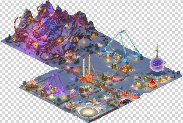 Festive Isometric Winter Amusement Park PNG