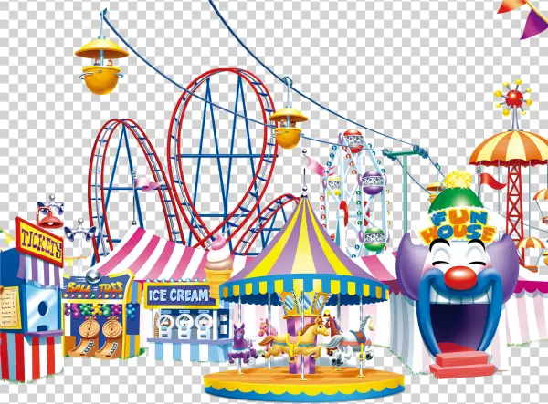 Vibrant Carnival Amusement Park PNG Transparent