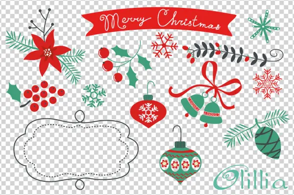 Hand-Drawn Christmas Holiday Elements PNG Pack