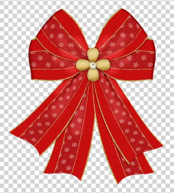Red Christmas Bow with Gold Trim PNG