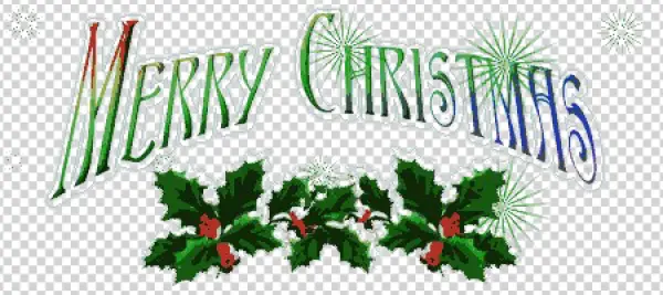 Merry Christmas Text with Holly PNG