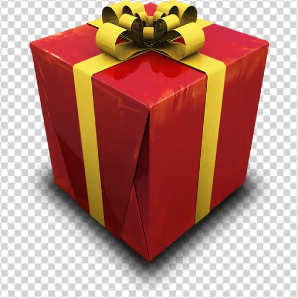 Red Gift Box with Golden Ribbon PNG Transparent