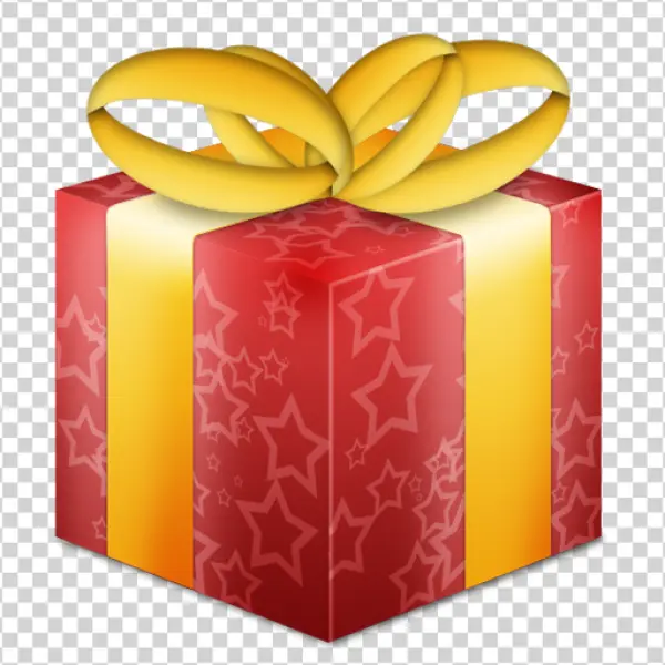 Red Gift Box with Golden Bow PNG Transparent Background